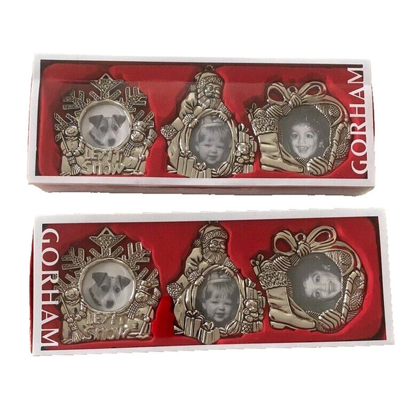 GORHAM - 2 boxes of Christmas picture silver frame ornaments - Picture 1 of 6
